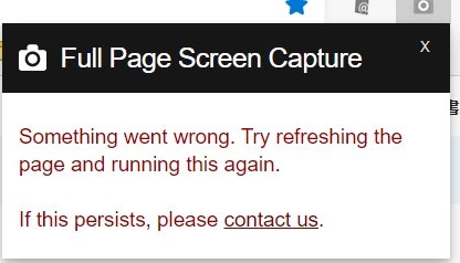 Full Page Screen Captureでエラー「Something went wrong. Try refreshing the page and running this again.」