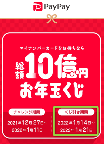 PayPayの総額10億円お年玉くじ