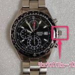 クロノグラフ腕時計(日付つき) 時刻合わせのやり方