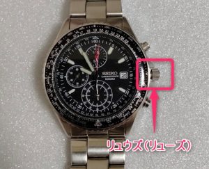 クロノグラフ腕時計（日付つき） 時刻合わせのやり方