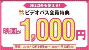 ビデオパス 映画鑑賞料金1,000円